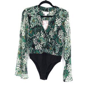 Band Of The Free Bodysuit Women Medium Cottagecore Green Boho Garden Party NWT